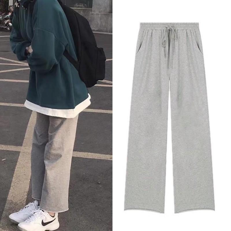 Quần Nỉ Thun Ống Rộng IRU Nam Nữ Unisex ( Hình Thật + 2 màu )