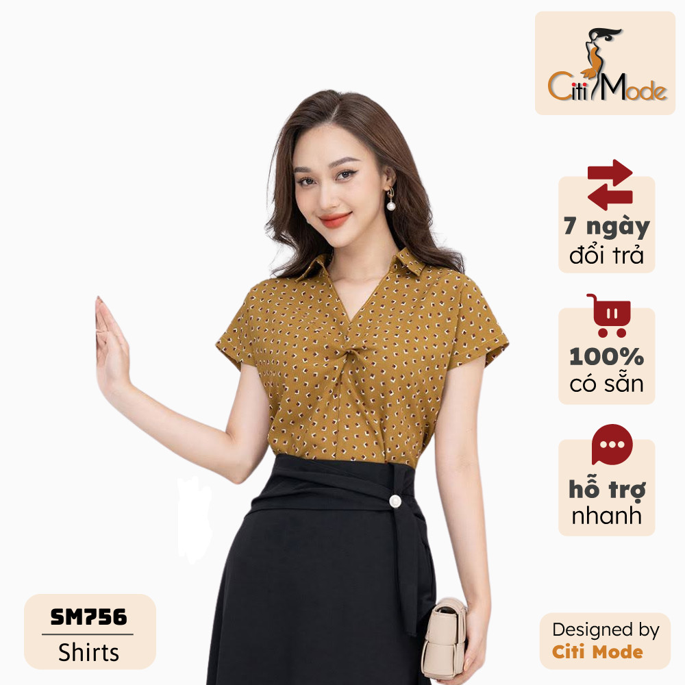 Sơ mi công sở nữ CITI MODE FASHION màu vàng thiết kế phối tay cánh dơi SM756