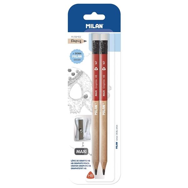 Vỉ 2 Bút Chì Gỗ HB + Đồ Chuốt Milan BWM10427