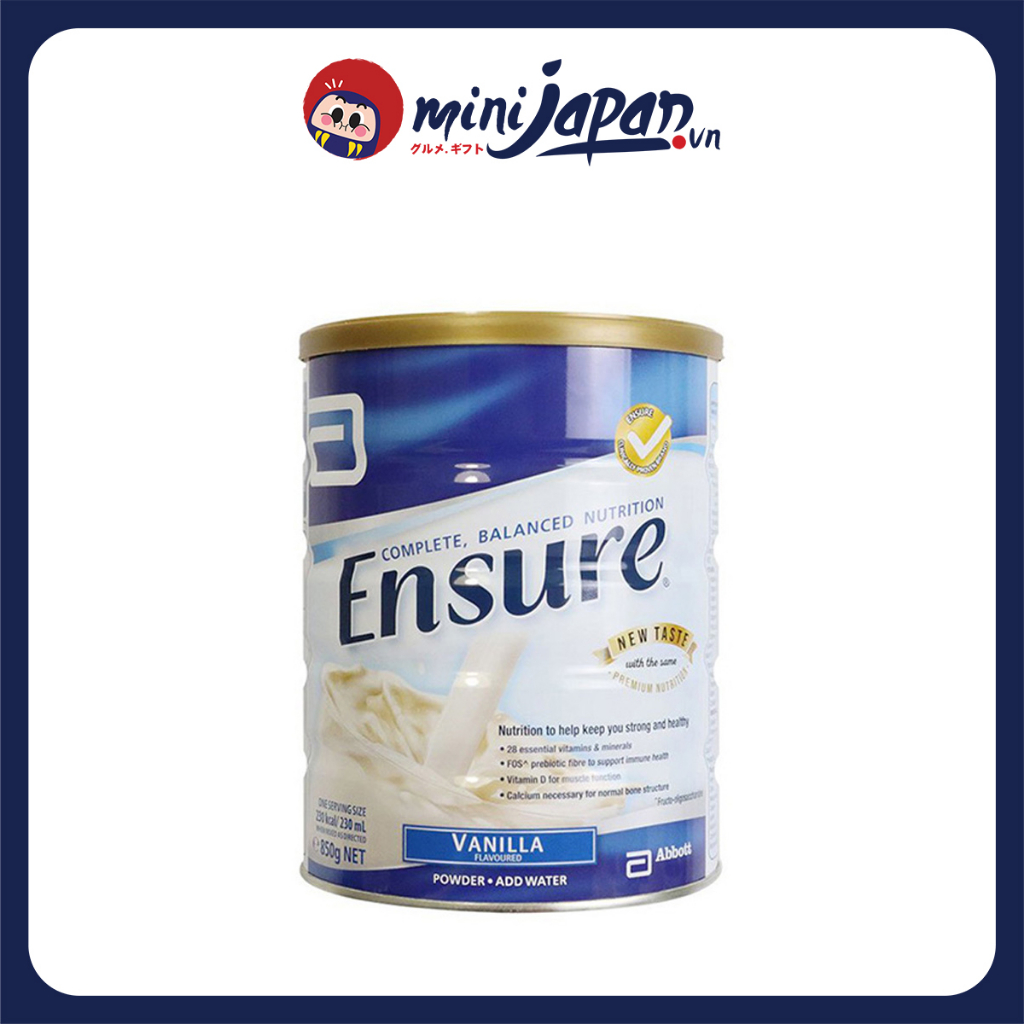 Sữa bột ensure ÚC hương vanilla hộp 850g giúp hồi phục sức khỏe cho người gầy yếu, người suy dinh dưỡng