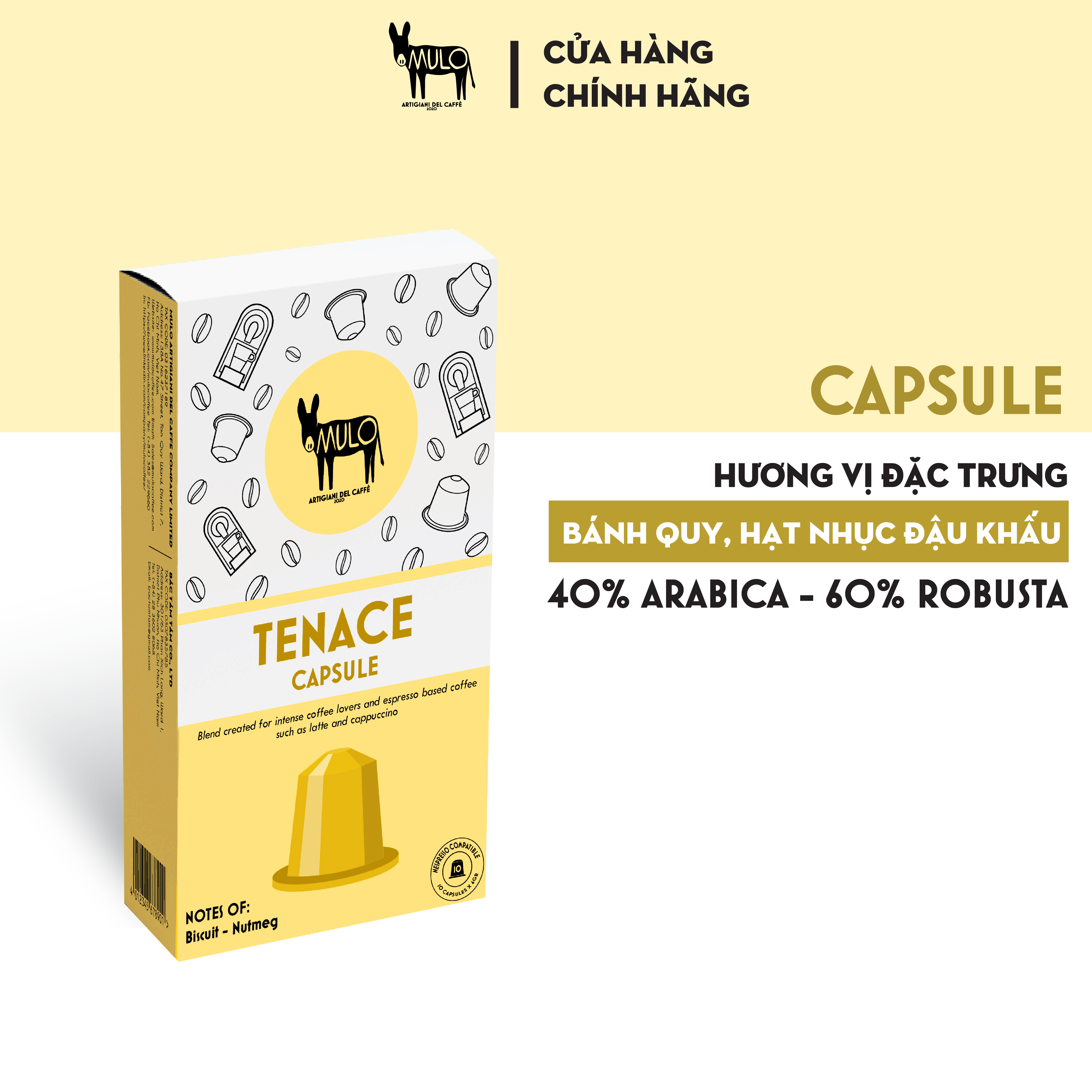 Cà phê viên nén Capsule TENACE 10 viên/hộp HÀNG CHÍNH HÃNG