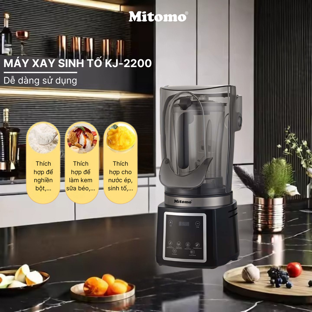 Máy xay sinh tố công nghiệp Mitomo KJ-2200, Công suất 2200W - hàng chính hãng Bảo hành 3 năm