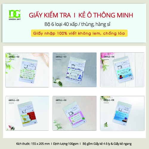 Giấy kiểm tra bán sỉ chất lượng cao, giá tốt nhất cho cửa hàng trường học và các trung tâm giáo dục, giao hàng toàn quốc, hàng chính hãng Green Art