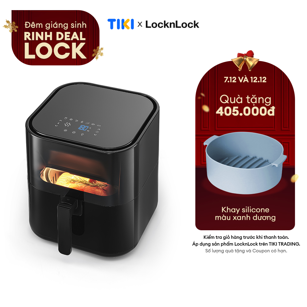 Nồi Chiên Không Dầu Locknlock Visible Air Fryer CUBE EJF996BLK - Hàng Chính Hãng