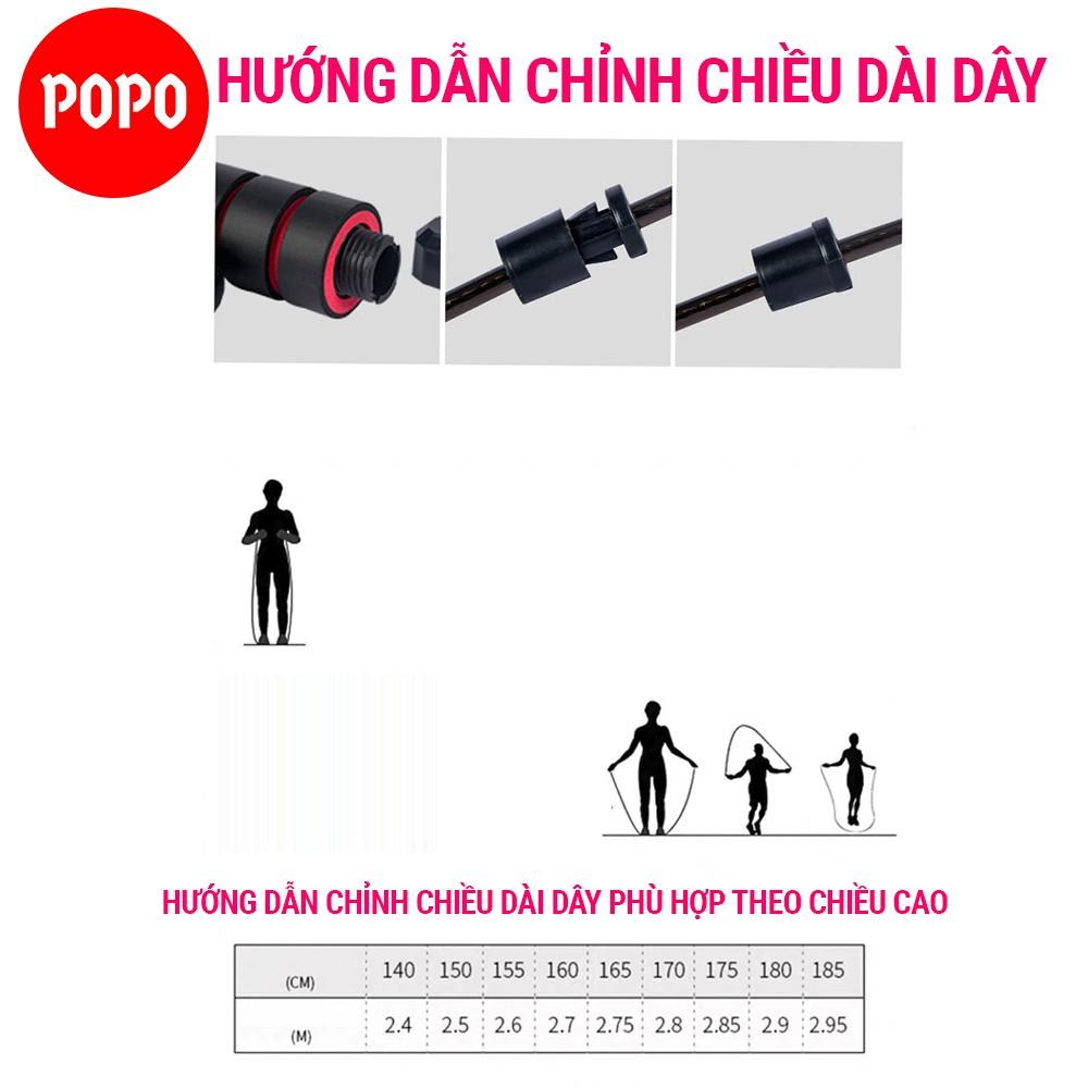 Dây nhảy dây thể dục MÀU POPO TS36C tập thể lực giảm cân giảm mỡ bụng đốt cháy calo, tập luyên kickbox, boxing