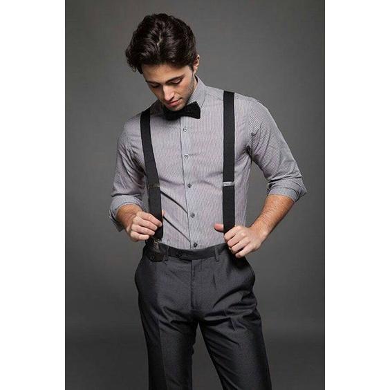 Dây đeo quần nam chữ Y 3.5cm khóa kẹp - dây yếm quần nam cao cấp màu nâu đậm