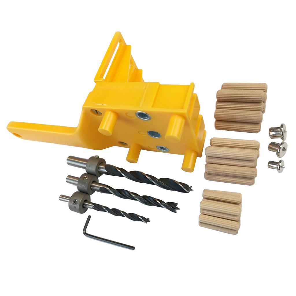 Woodworking Dowel Jig Set with 6mm, 8mm 10mm Dirll Bit and Wood Dowel Pins for Joinery Doweling