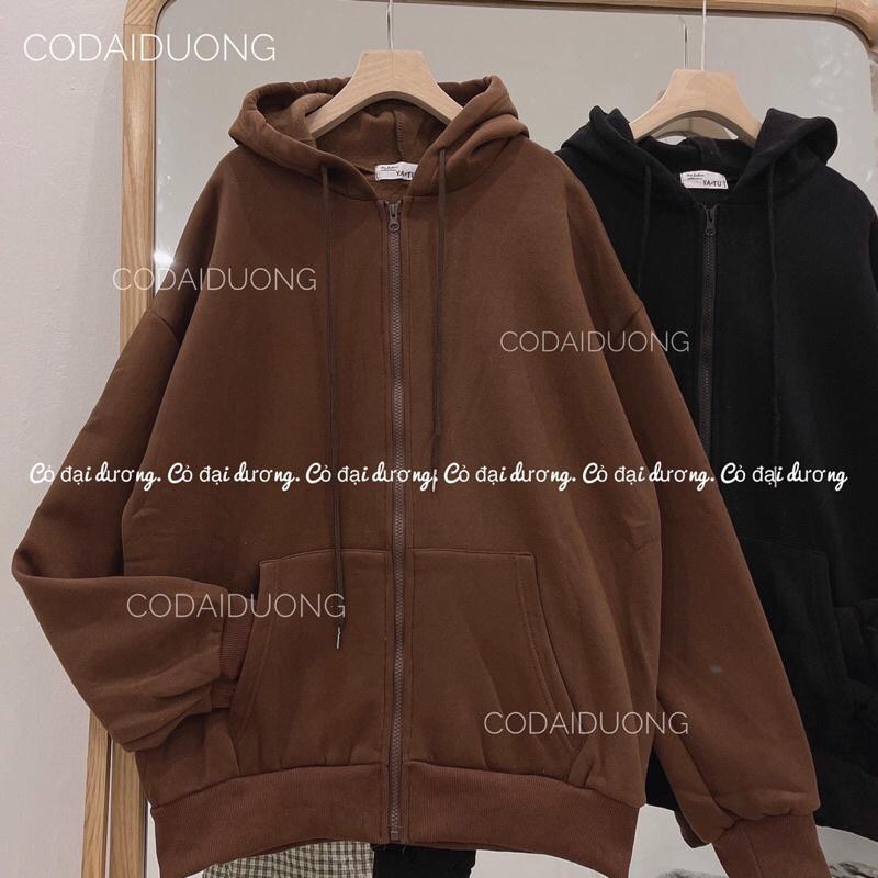 Áo khoác nỉ trơn mũ 1 lớp
