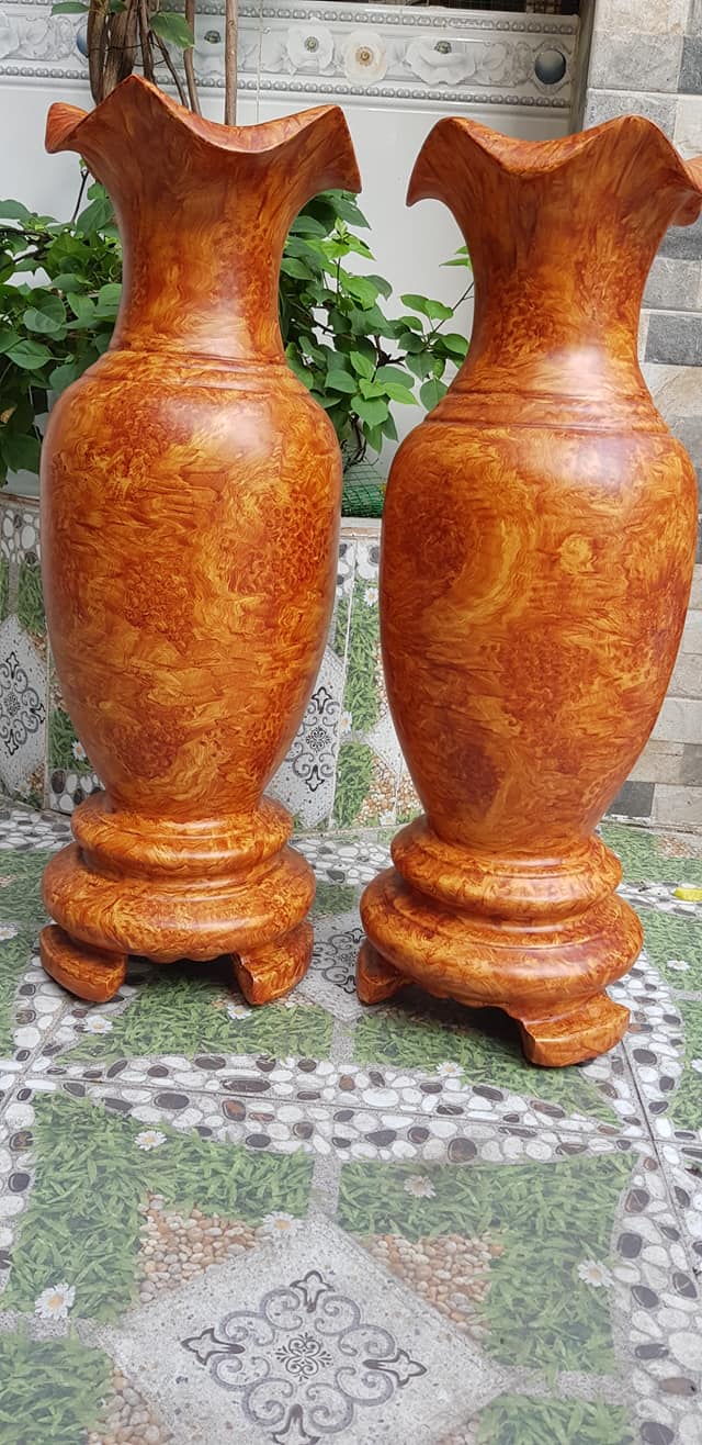 Cặp Bình Gỗ nu gõ hay gõ vẽ nu cao tròn đều đẹp cao 60cm x đk 20cm ý nghĩa bình an , phú quý Anh Chị trưng phòng khách nhà, công ty, bàn thờ thần tài to đẹp ạ