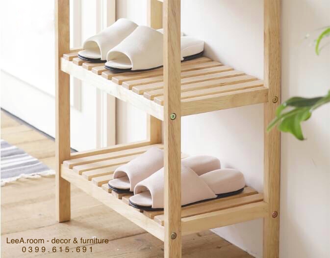 Kệ Giày Dép Gỗ 3 Tầng / Kệ Decor Cho Homestay, Căn Hộ - Wooden Bench 3fs - Gỗ Tần Bì Cao Cấp Loại 1