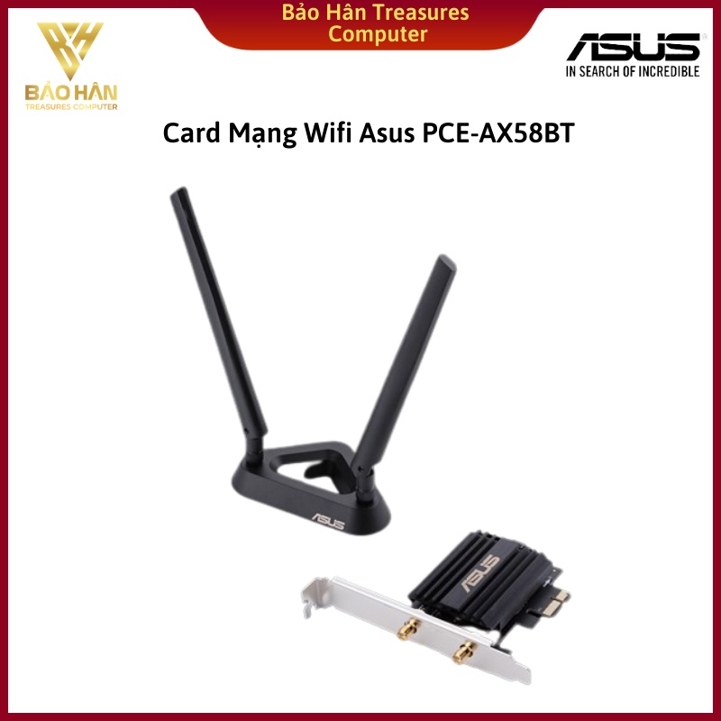 Hình ảnh Card Mạng Wifi Asus PCE-AX58BT PCI-e a/b/g/n/ax3000 2.4GHz/5GHz 2402Mbps+574Mbps - Hàng Chính Hãng