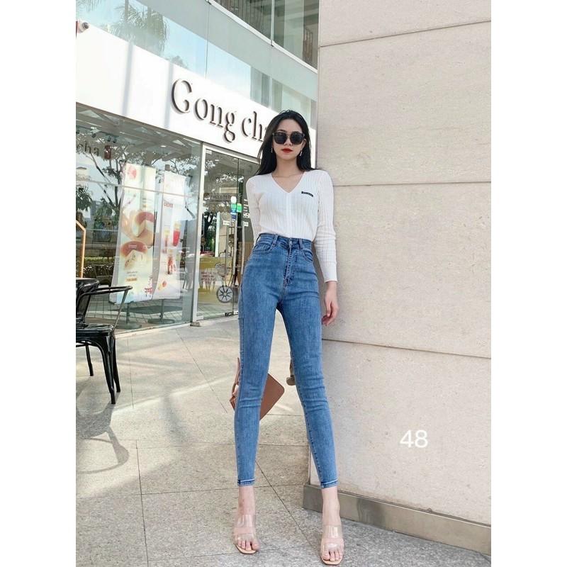 QUẦN SKINNY JEANS TRƠN CẠP SIÊU CAO CO GIÃN TỐT