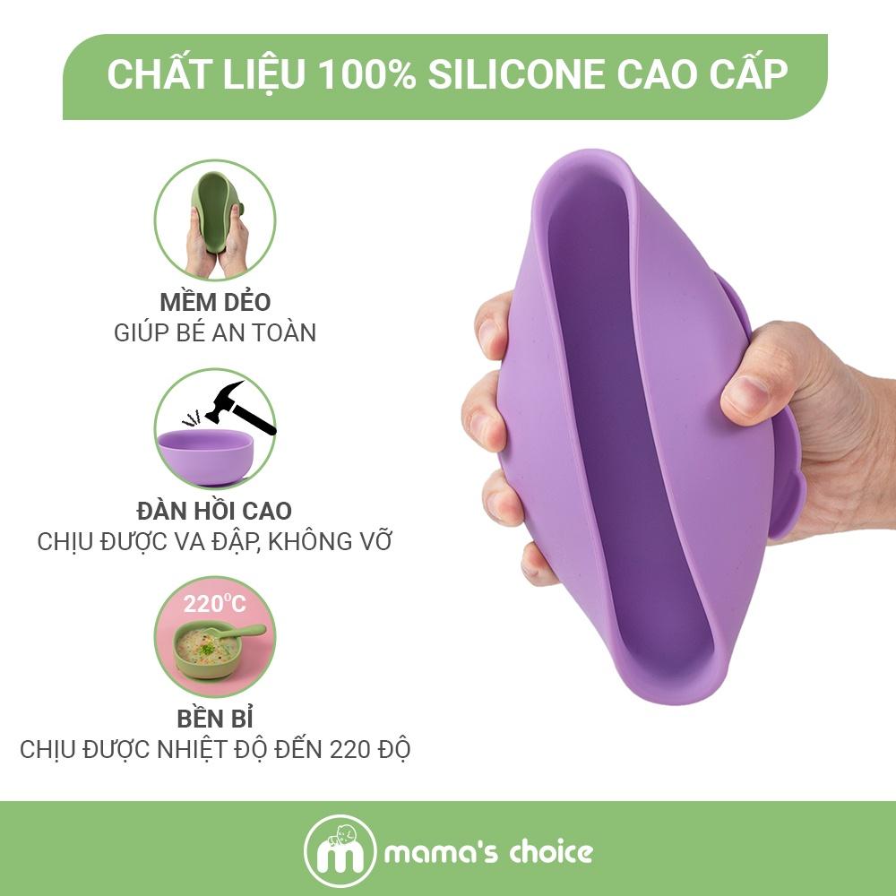 Bát Ăn Dặm Silicone Mama's Choice Cao Cấp, Đế Hít Chống Trượt Đổ Giúp Bé Ăn Dặm Dễ Dàng, Kiểm Định An Toàn Quốc Tế