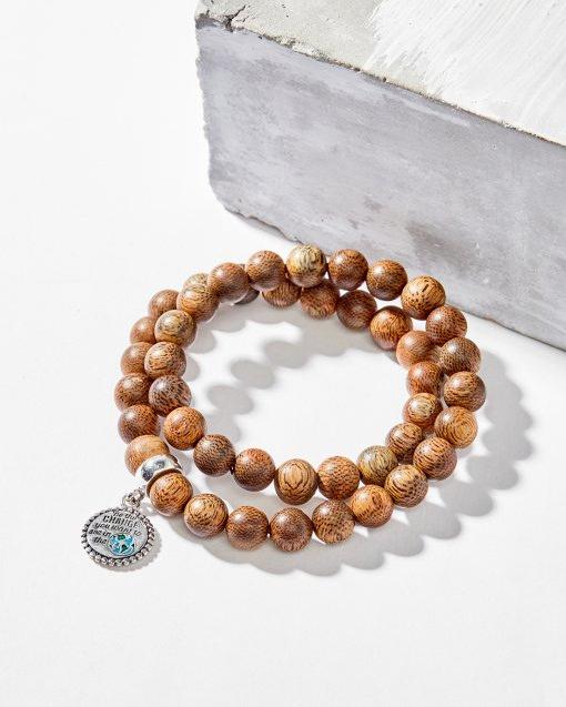 Vòng Tay Trầm Hương Charm Bạc 925 Mề Đay