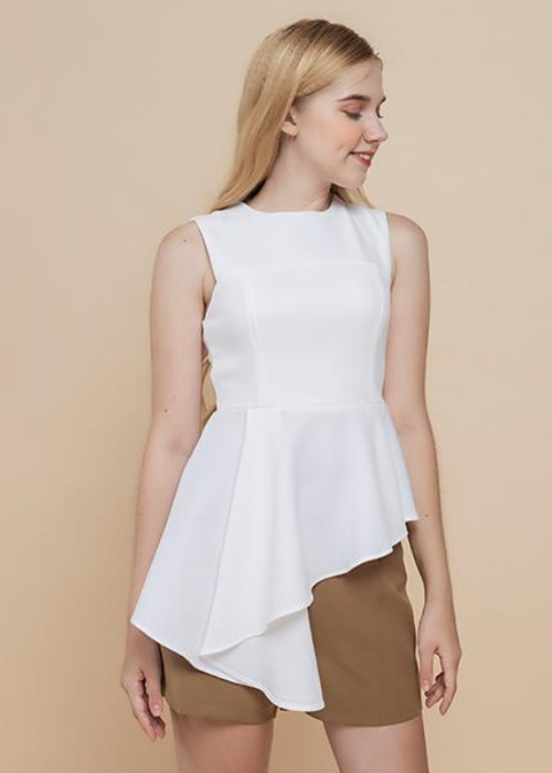 Áo kiểu nữ Callia Mimi top vạt lệch cổ tròn - Hàng chính hãng