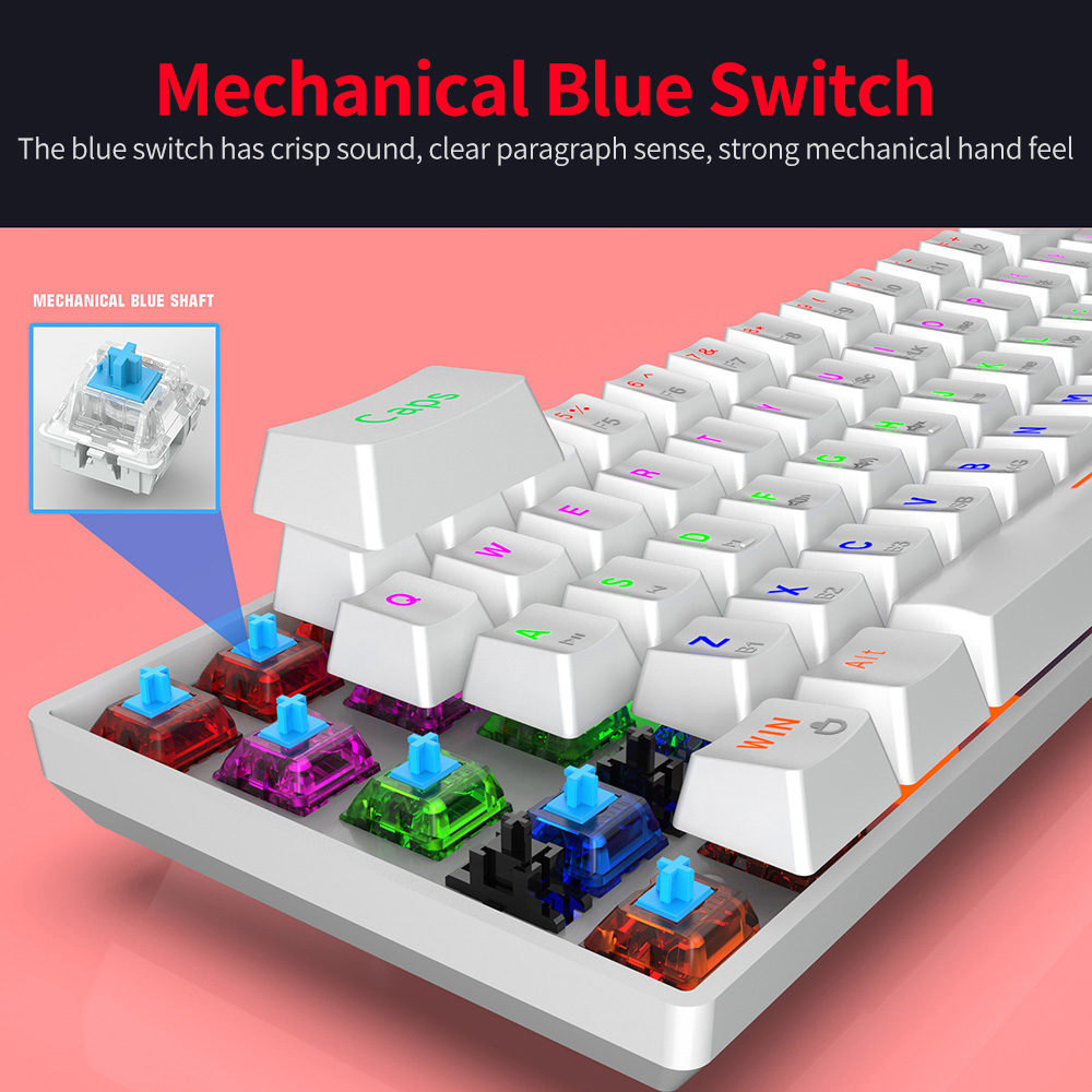 HXSJ L800 Three-mode Mechanical Keyboard 61 Keys RGB Keyboard Support BT5.0/2.4G/USB Wired Connection with Blue Switches