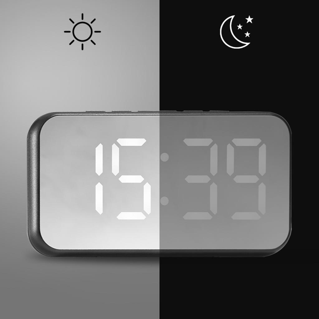Desk Alarm Clock Display Digital Temperature Snooze Table USB White