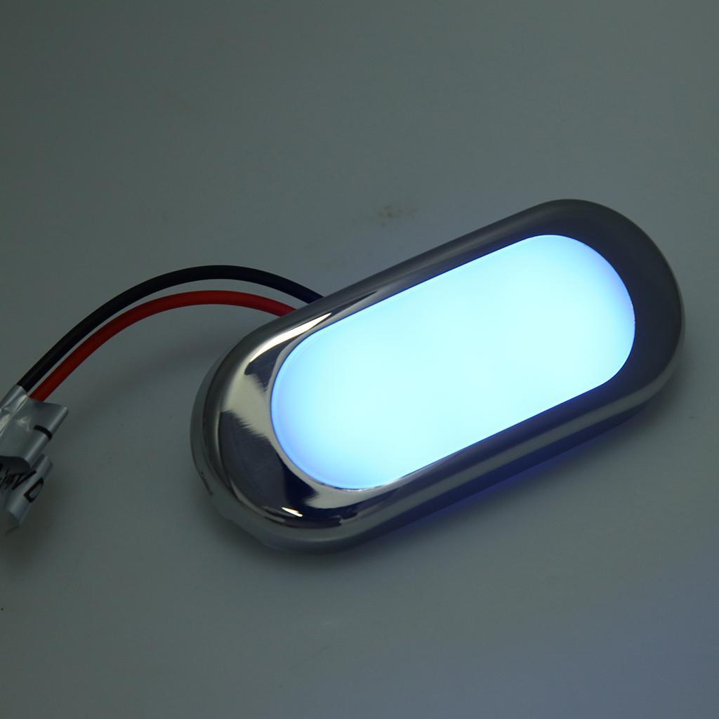 3" LED Oblong Stainless Courtesy Light Accent Yacht Marine Boat Blue