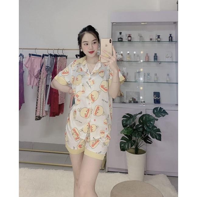 Bộ Mặc Nhà Pijama Lụa Hoạ Tiết Vịt