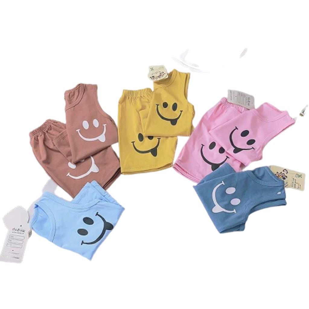 Bộ Sát Nách In Hình Mặt Cười Cho Bé, Bộ Ba Lỗ Cho Bé Chất Coton Cho Bé 6-20kg - ROSY KIDS