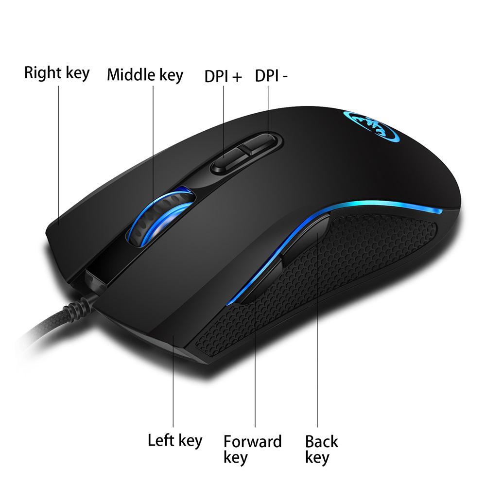 HXSJ J100+A869 Keyboard Mouse Set 35 Keys Mini USB Wired 3200DPI 7 Buttons LED Optical Gaming Keyboard Mouse Combos for