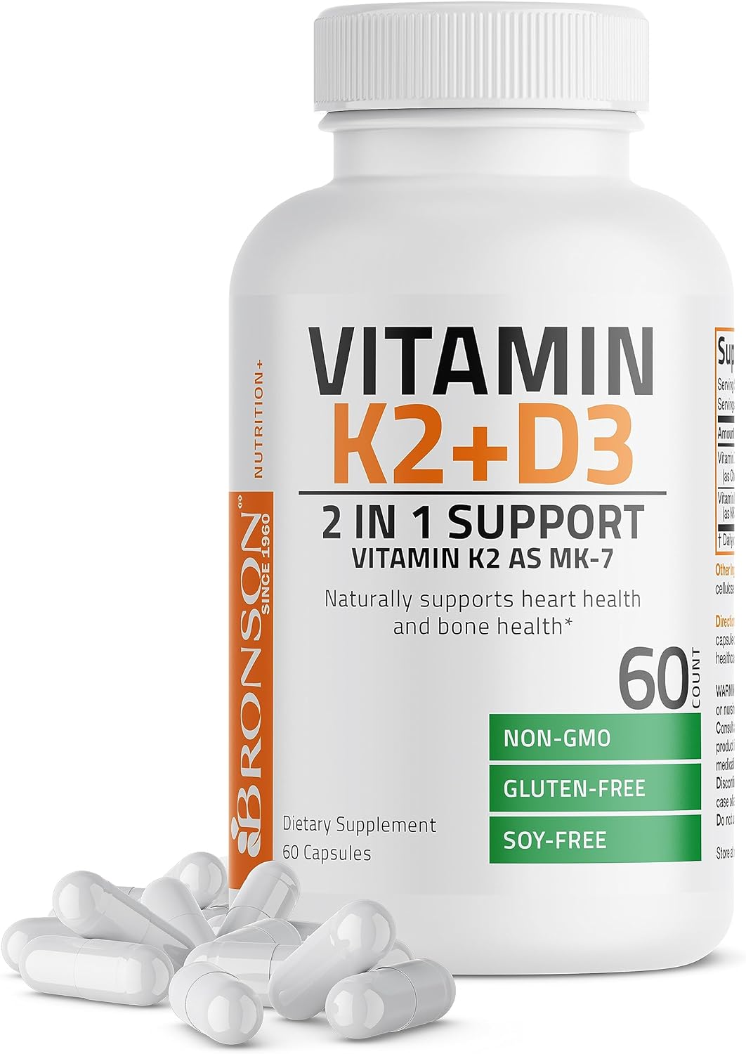 Vitamin K2 D3 - MK7 Bronson 250 Viên Hỗ trợ Giúp Xương Chắc Khỏe, Tăng Hóc Môn, Phát Triển Cơ