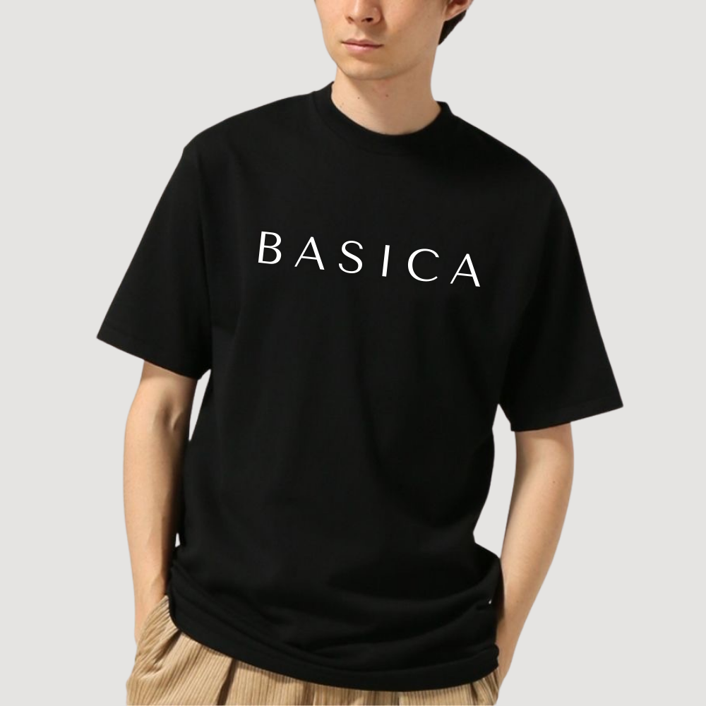 Áo thun unisex BASICA chữ dài tay lỡ form rộng dành cho nam và nữ