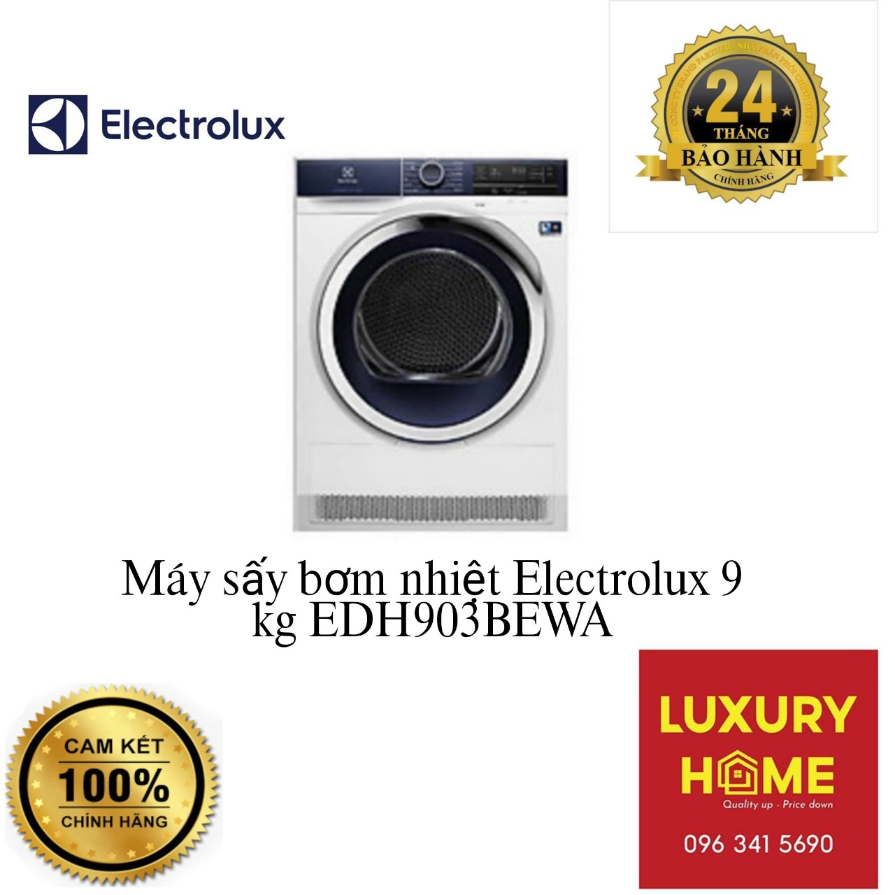 Máy sấy bơm nhiệt Electrolux 9 kg EDH903BEWA-Giao tại HN và 1 số tỉnh toàn quốc