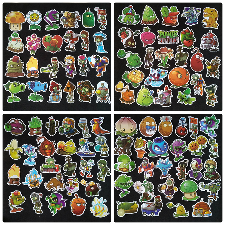 Bộ Sticker dán cao cấp chủ đề PLANTS VS ZOMBIES - Dùng dán Xe, dán mũ bảo hiểm, dán Laptop