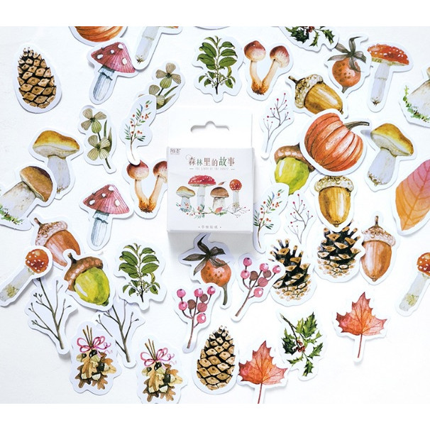 Hộp 45 Miếng Dán Sticker Trang Trí Nhật Ký Khu Rừng