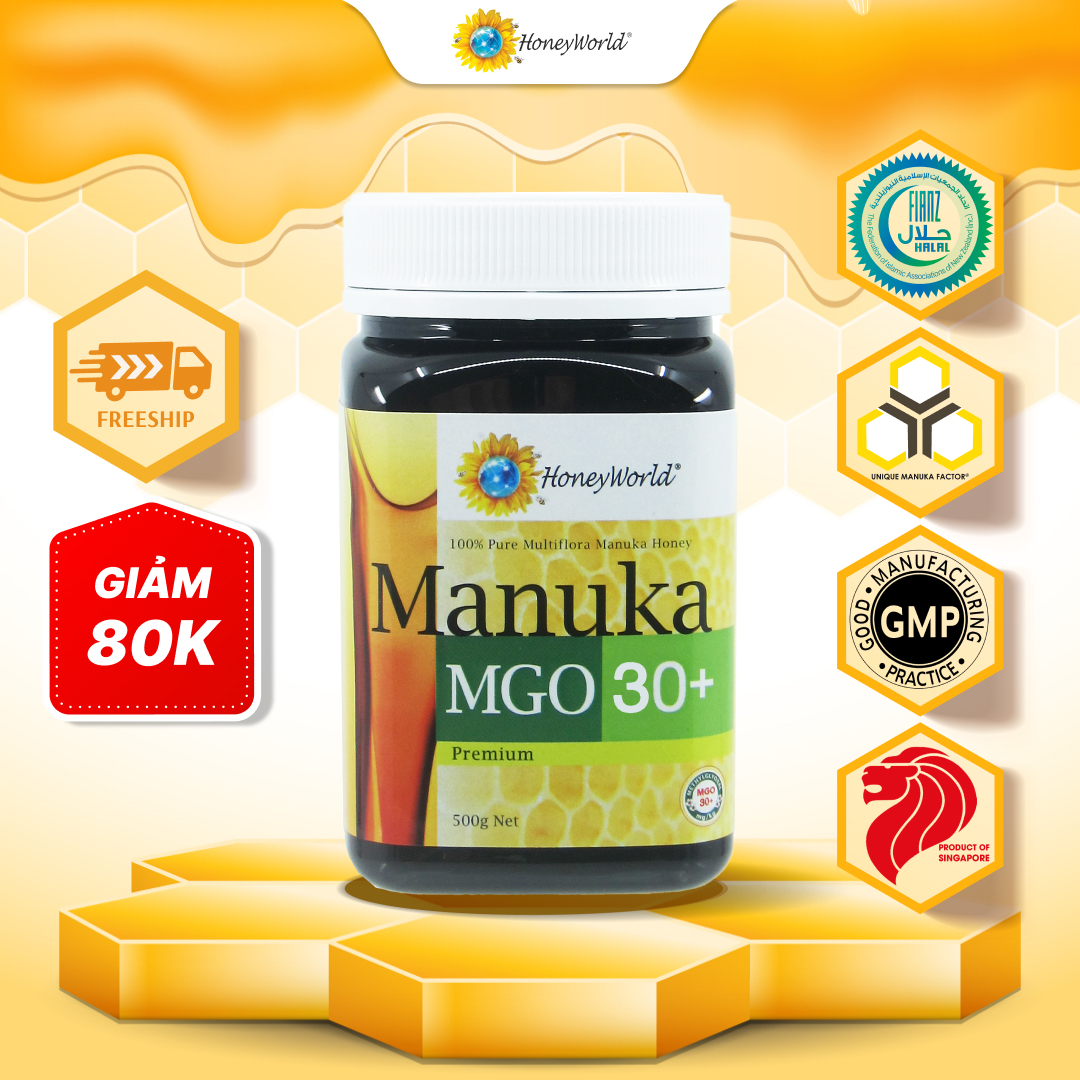 [Voucher 80K] Mật Ong Manuka MGO30+ 500g 100% Nguyên Chất Tự Nhiên Multiflora Hương Vị Đậm Đà