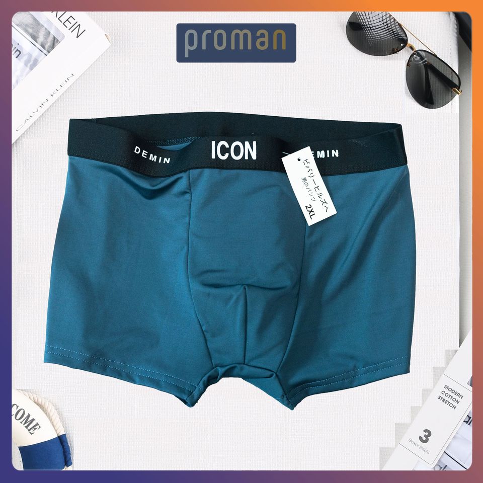 Quần lót nam thun lạnh Boxer ICON Denim, Quần sịp nam thun lạnh cạp to siêu cấp SI01 (che tên) - PROMAN