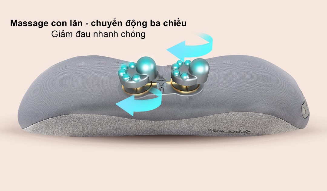 Gối massage cổ vai gáy Xiaomi Sothing Repor, bi massage 2 chiều kép, dung lượng pin 2900mAh, xung huyệt lưu thông khí huyết- Hàng chính hãng