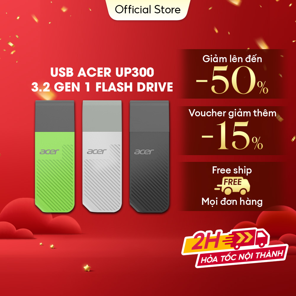 USB 3.2 Gen 1 Acer UP300 dung lượng USB 8GB - 1TB - Hàng chính hãng  - Xanh lá - 256GB