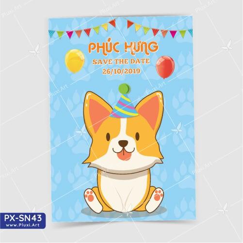Thiệp thôi nôi – sinh nhật theo yêu cầu Pluxi