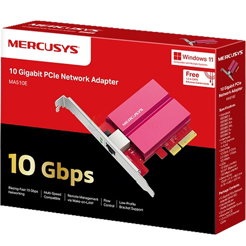 Card mạng PCIe Mercusys 10 Gigabit PCle Network Adapter MA510E - Hàng chính hãng