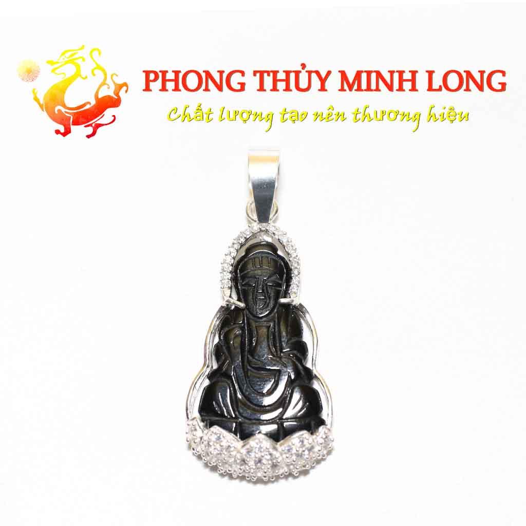 Mặt dây chuyền phật bà Quan Âm đá Mã Não Đen hợp người mệnh Thủy và Mộc