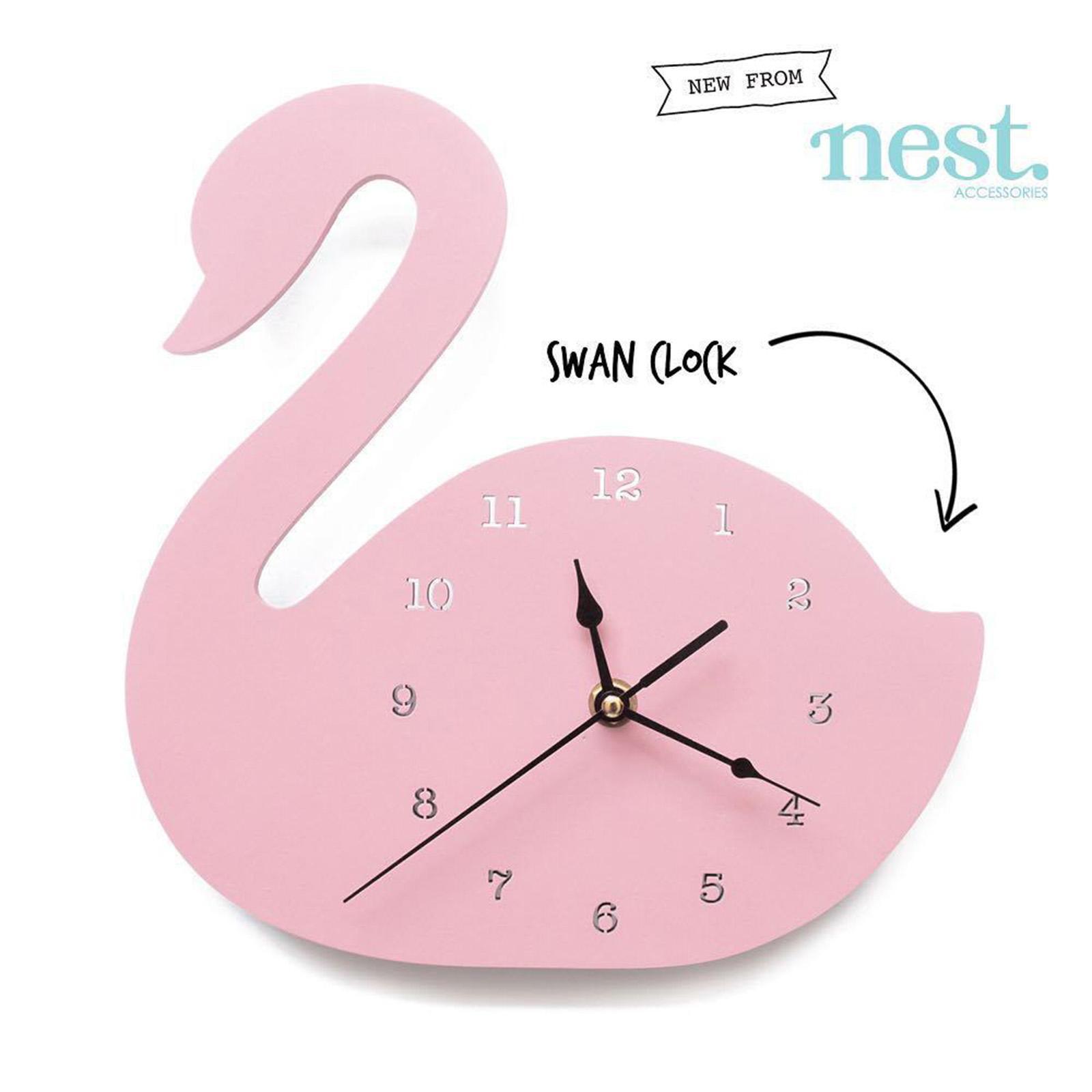 Swan Wall Clock, Lovely Silent Animal Wooden Wall Hanging Decor Cute for Office, Living Room, Bedroom, Kids Room, Home