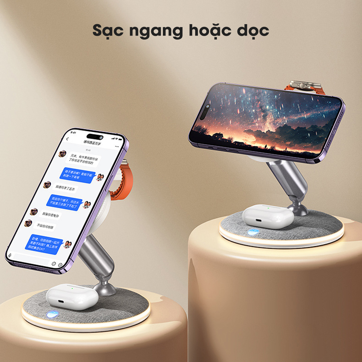 Bộ sạc không dây 22W 3in1 Remax RP-W90 Dock sạc nhanh 3 thiết bị cùng lúc - Hàng Chính Hãng Remax