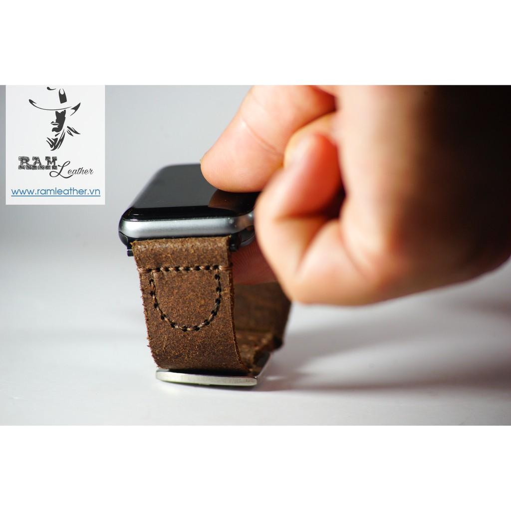 DÂY ĐỒNG HỒ DA BÒ HANDMADE - RAM PILOT MÀI NHÁM