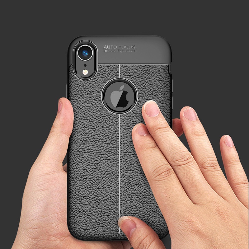 Ốp lưng silicon dẻo giả da Auto Focus cao cấp dành cho iPhone XR - Hàng chính hãng