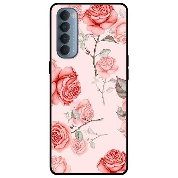 Ốp lưng dành cho Oppo Reno 3 / A91 - Reno 3 Pro - Reno 4 - Reno 4 Pro mẫu Hoa Tiết Hồng Cam