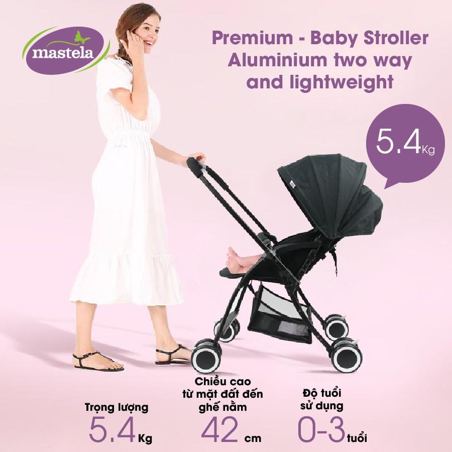 Xe đẩy gấp gọn cho bé Mastela Premium T05S - Xe đẩy em bé sơ sinh 2 chiều khung aluminium cao cấp bảo hành 12 tháng