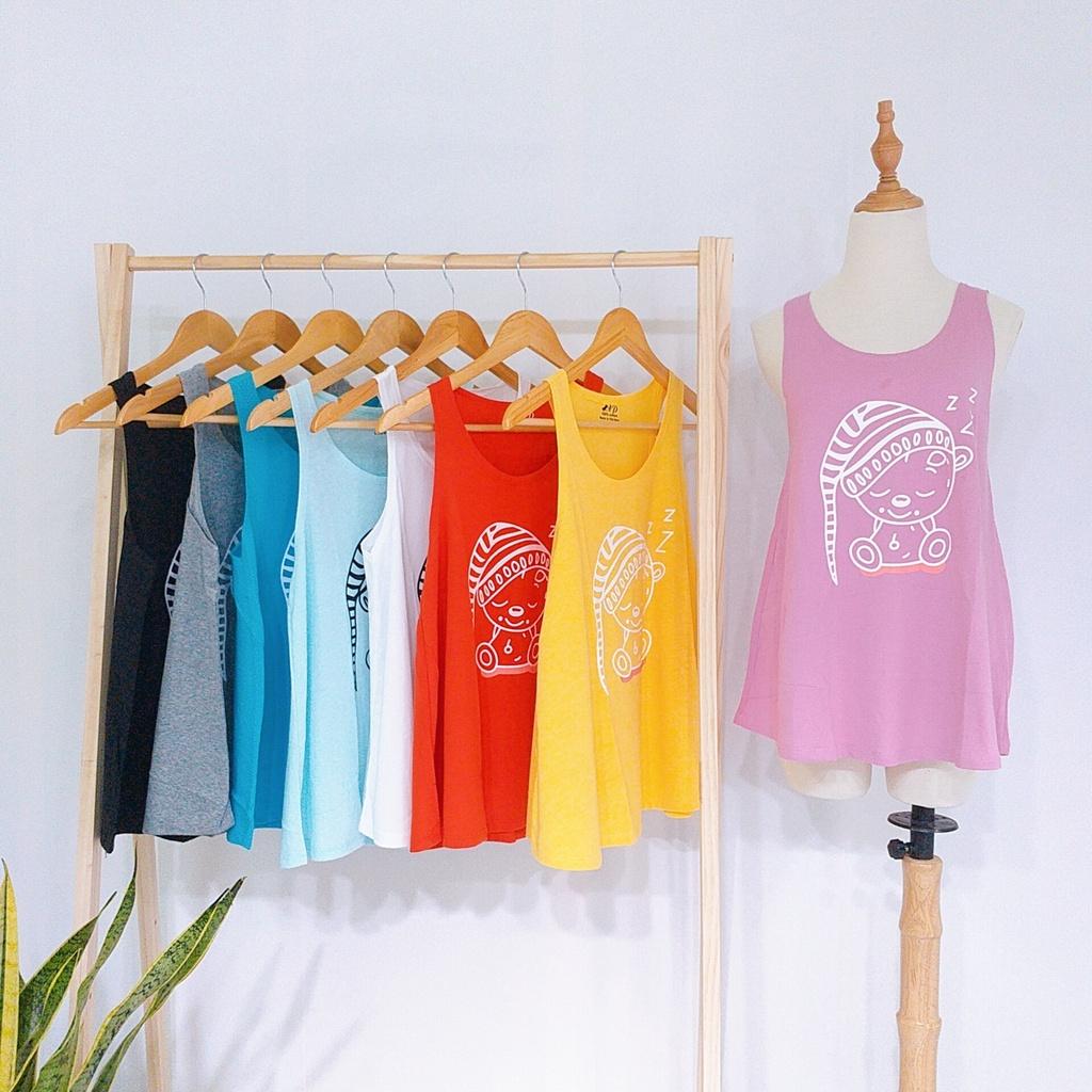 Combo 2 áo ba lỗ nữ form rộng in hình chú gấu siêu hot mẫu tanktop nữ bán chạy