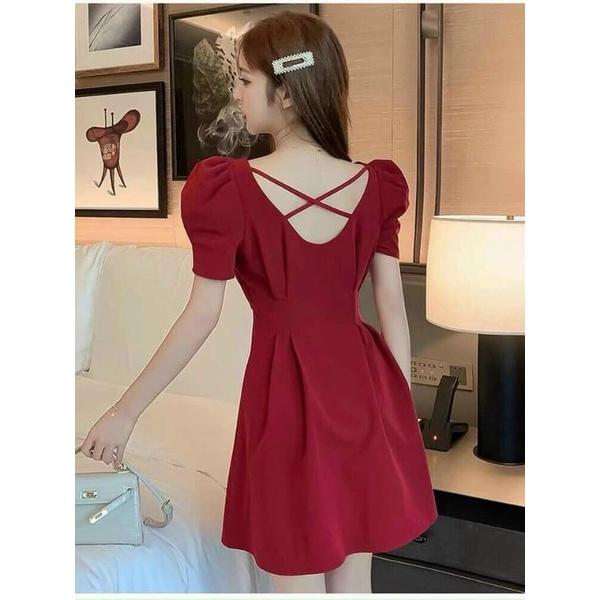 ĐẦM NỮ DÁNG SUÔNG ĐAN CHÉO DÂY LƯNG