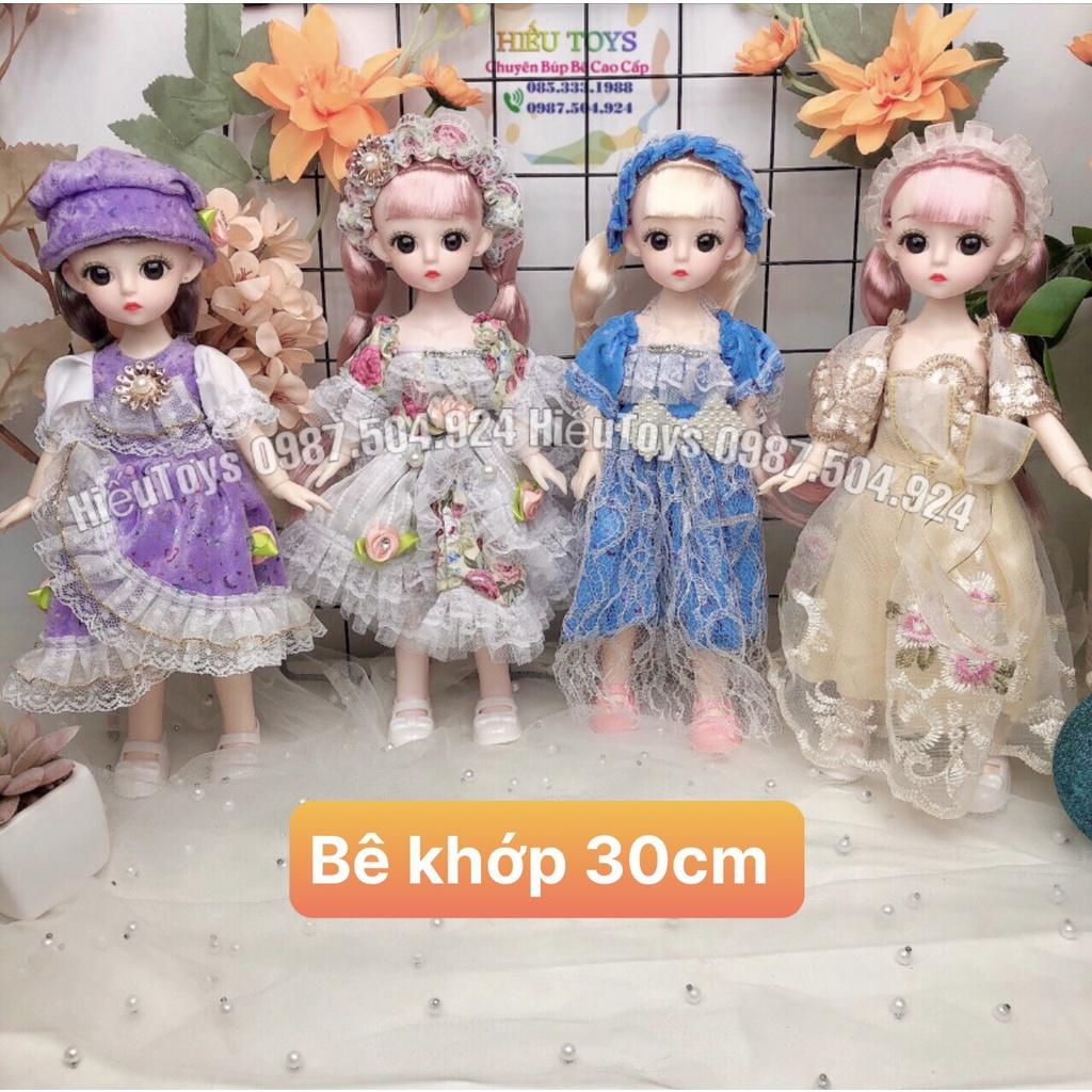 Búp Bê 30cm Có Khớp Xoay Chuyển Linh Hoạt Mắt Đá Mặt Xinh Váy Kèm Phụ Kiện Mẫu Mới Đồ Chơi Cho Bé Gái Hiếu Toys