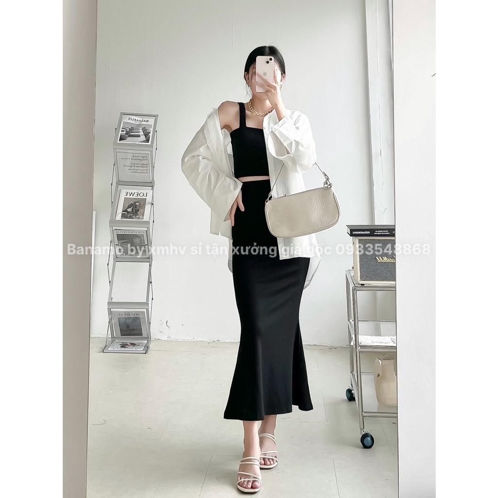 Chân váy đuôi cá dài váy nữ ôm chất tăm siêu co giãn tôn dáng phong cách Ulzang Hàn Quốc thời trang Banamo Fashion 542