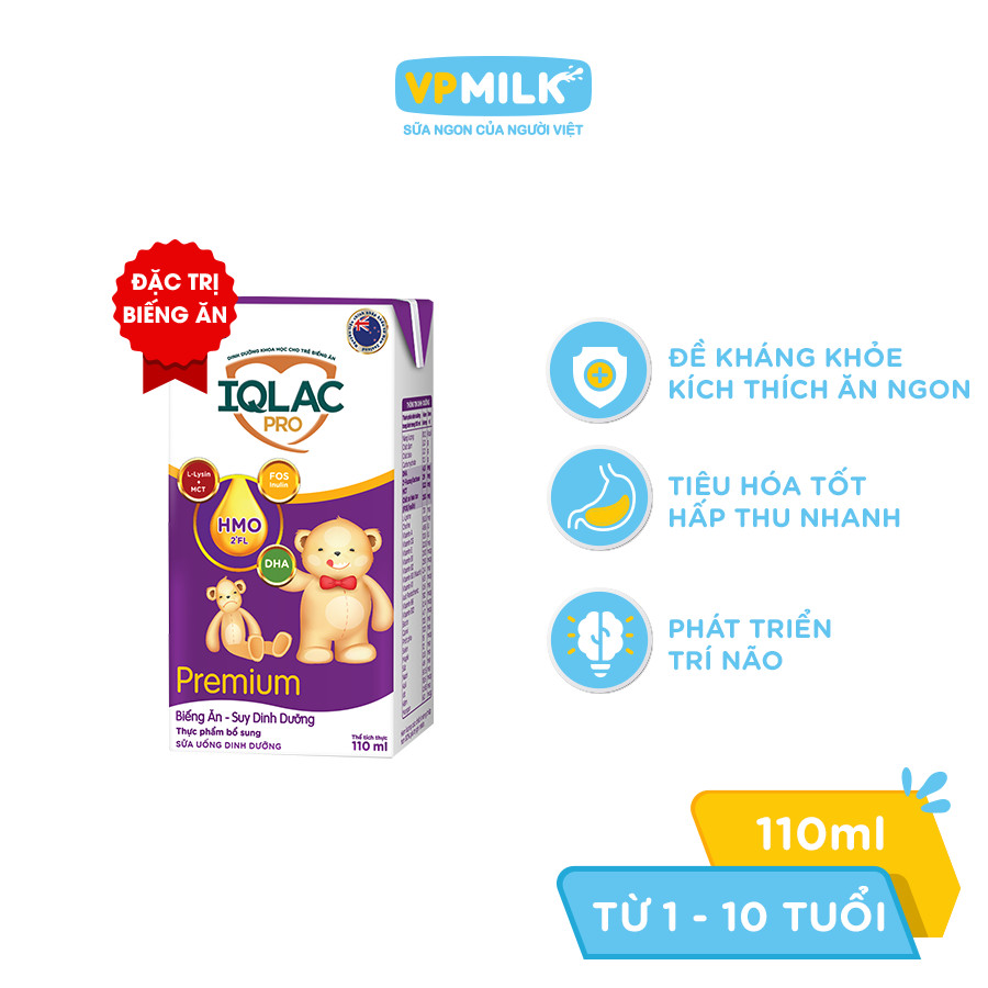 Thùng 48 Hộp Sữa Bột Pha Sẵn VPMilk IQLac Pro Biếng Ăn Suy Dinh Dưỡng - Premium (110ml/ Hộp)