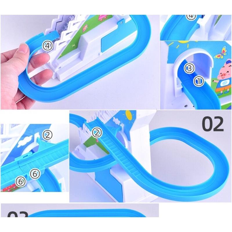 Đồ chơi heo peppa leo cầu thang cho bé trai và bé gái có nhạc, tự động sử dụng pin