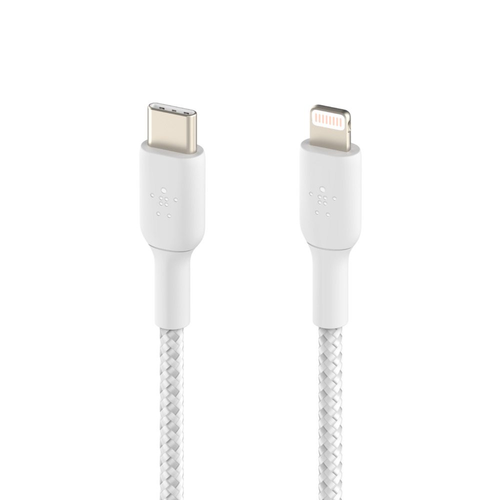 Cáp USB-C to Lightning BOOST↑CHARGE Belkin vỏ dù, chứng chỉ MFi, sạc nhanh 30W, 1m & 2m - Hàng Chính Hãng CAA004bt